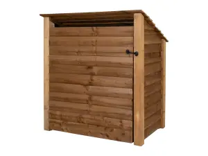 Wooden log store (roof sloping back) with door W-119cm, H-126cm, D-88cm - brown finish