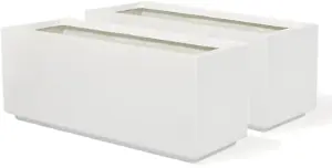 Primrose White Gloss Fibreglass Garden Indoor Outdoor Trough Planter 120cm