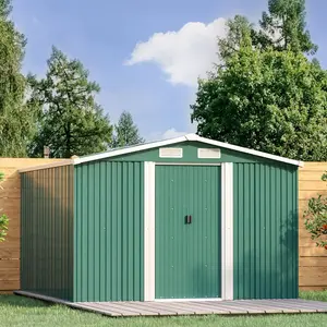 Ajay 8ft. W x 10ft. D Metal Apex Tool Shed Dark Green