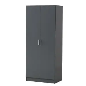 2 Door Double Wardrobe In Dark Grey