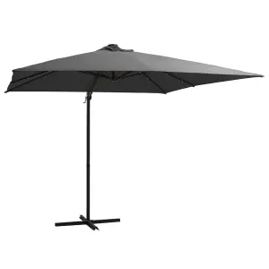 Berkfield Cantilever Umbrella with LED lights and Steel Pole 250x250 cm Anthracite