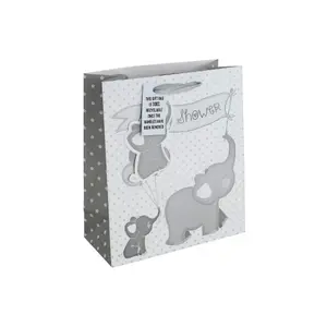 Eurowrap Elephant Baby Shower Gift Bag (Pack of 6) Grey (L)