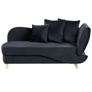 Right Hand Velvet Chaise Lounge with Storage Black MERI II