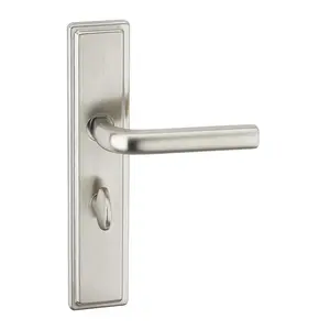 URBNLIVING 221mm Length 2 Pcs Westminster Metal & Satin Nickel Lever Latch Bathroom Door Handle Set