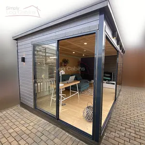 Lasita Norland Domeo 4 Garden Office Summer House - 4.18m x 3.22m - Anthracite Grey Aluminium Sliding Doors - Double Glazed