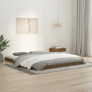 Bed Frame Solid Wood Gray / 150 x 200cm