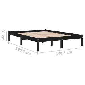 Berkfield Bed Frame Black Solid Wood 135x190 cm Double