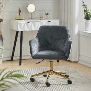 Smoke Grey Ice Velvet Swivel Home Office Chair Desk Chair with Flared Arms