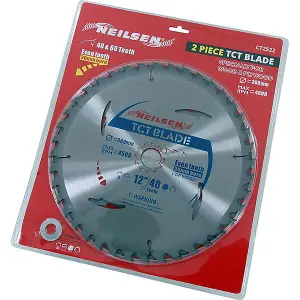 2pc 300mm 12 Inch TCT Circular Saw Blades 40 & 60 Teeth With Reducers (CT2522)