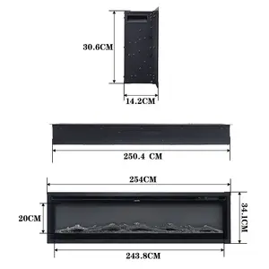 Electric Fire Wall Mounted Wall Inset Or Freestanding Fireplace 9 Flame Colours with Remote Control 100 Inch