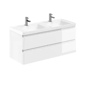 Marvel 1200mm Wall Hung Bathroom Vanity Unit in Gloss White with Resin Basin