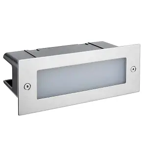 Luminosa Seina Integrated LED Outdoor Recessed Light Marine Grade Brushed Stainless Steel, Frosted IP44