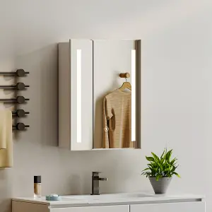 LED Lighted Bathroom Mirror Single Door Cabinets 45 x 60cm