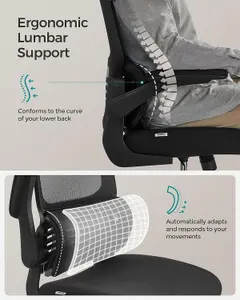 SONGMICS Ergonomic Office Chair, High Back Desk Chair with Foldable Armrests, Mesh Computer Chair, Tilt Function, Ink Black