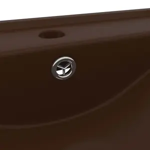 Berkfield Luxury Basin with Faucet Hole Matt Dark Brown 60x46 cm Ceramic