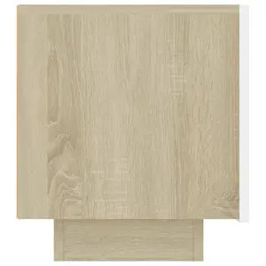 Berkfield TV Cabinet White and Sonoma Oak 100x35x40 cm Engineered Wood