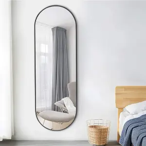 Black Oval Wall Mounted Framed Full Length Mirror Dressing Mirror 50 x 150 cm