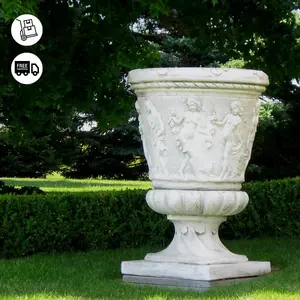 Giant White Harvest Design Round Vase