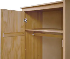 Oslo 2 Door Wardrobe in Pine Finish Metal Handles