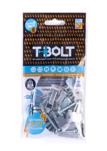 TBolt Heavy Duty Metal PLASTERBOARD FixingTrade Bag of 8 Holds up to 65kg per Fixing