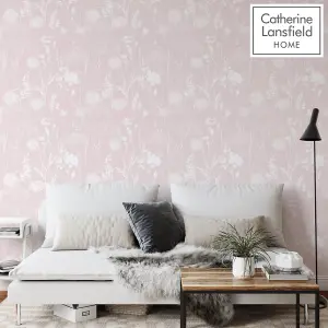 Catherine Lansfield Blush Floral Pearl effect Embossed Wallpaper