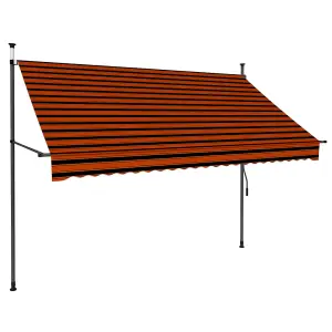 Berkfield Manual Retractable Awning with LED 250 cm Orange and Brown