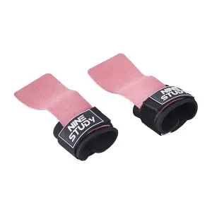 One Size Wrist Straps Weight Lifting Gloves Black and Pink