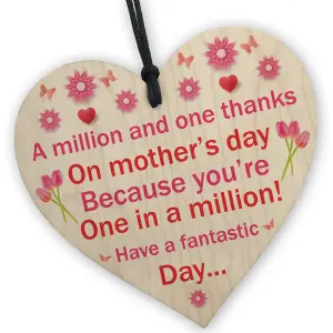 Red Ocean Mothers Day A Million And One Thanks Wooden Heart Plaque Gift For Mum  Mothers Day Gift For Mum