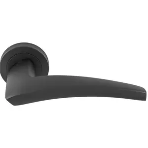 Premium Elegant Curve Door Handle Set - Anthracite Grey Bar Lever On Round Rose