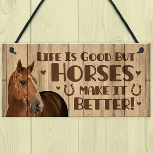 Red Ocean Stable Door Sign Horse Lover Gift Horse Pony Sign and Plaques Horse Gift For Women