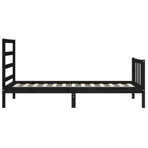 Berkfield Bed Frame with Headboard Black 90x190 cm Solid Wood