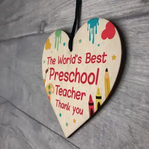 Gift For Preschool Teacher Wood Heart Thank You Gift Preschool Leaving Gift Keepsake