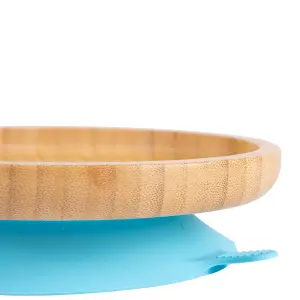 Tiny Dining - Children's Bamboo Suction Round Plate - Blue