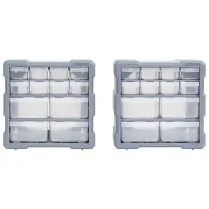 Berkfield Multi-drawer Organisers with 12 Drawers 2 pcs 26.5x16x26 cm