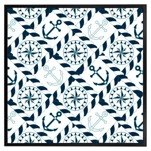 Blue nautical elements (Picutre Frame) / 20x20" / Brown