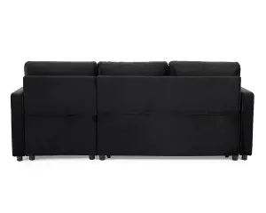 Dorset 3 Seater Pull-Out Reversible Chaise Sofa Bed, Black Velvet