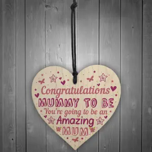 Red Ocean Mummy To Be Sign Baby Shower Mum Gift Wooden Heart New Baby From Bump Present Keepskae