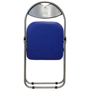 Harbour Housewares - Padded Folding Chair - Blue/Silver