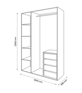 GoodHome Atomia Freestanding Oak effect Particle board Wardrobe, clothing & shoes organiser (H)2250mm (W)1500mm (D)580mm