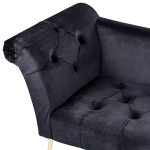 Velvet Chaise Lounge Black NANTILLY