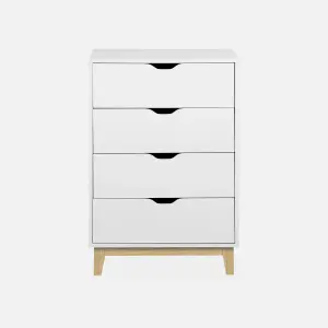 sweeek. 4-drawer scandi-style chest Floki White 60x40x90 cm