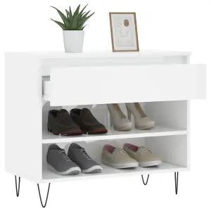 Shoe Cabinet High Gloss White 70x36x60 cm Engineered Wood