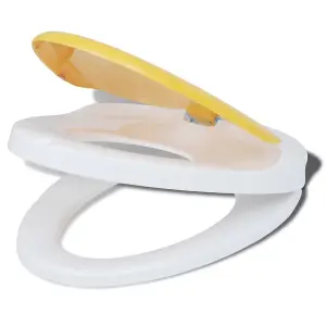 Toilet Seats with Soft Close Lids 2pcs Plastic White and Yellow