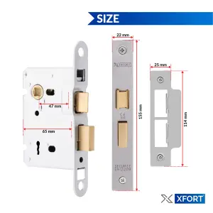 XFORT 3 Lever Satin Chrome Mortice Sashlock 65mm