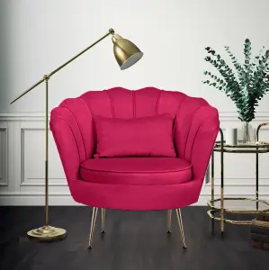 Velvet Dark Pink Daisy Accent Chair