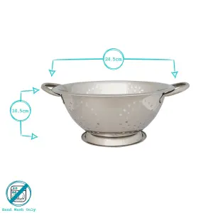 Argon Tableware Stainless Steel Colander - 24.5cm