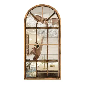 35X71Cm Brushed Copper Bronze Arched Window Style Wall Mirror