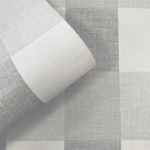 Muriva Grey Check Fabric effect Patterned Wallpaper