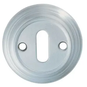 55mm Lock Profile Round Escutcheon Reeded Design Satin Chrome Keyhole Cover