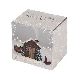 Log Cabin Christmas Incense Cone Burner (H10 x W11 cm)